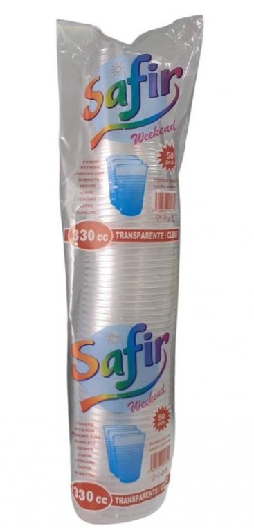 PAHAR PLASTIC TRANSPARENT SAFIR 330ML 50 BUC/SET