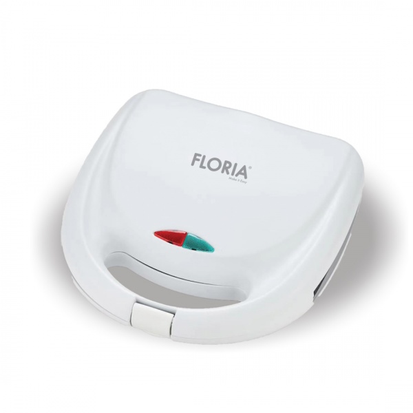 Sandwich maker, putere 750w, invelis exterior rezistent la caldura, indicator luminos, alb, Floria