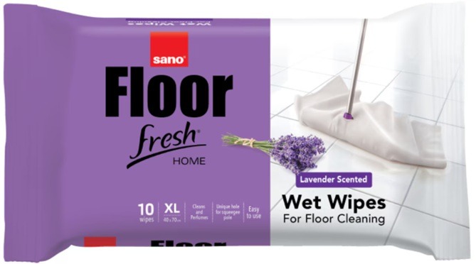 Lavete umede pentru curatare pardoseli, Lavanda, 10 buc, Sano