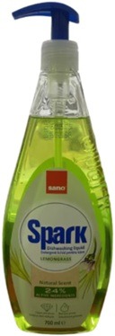 Detergent Lichid pentru Vase cu pompita Sano Spark Lemongrass, 700 ml