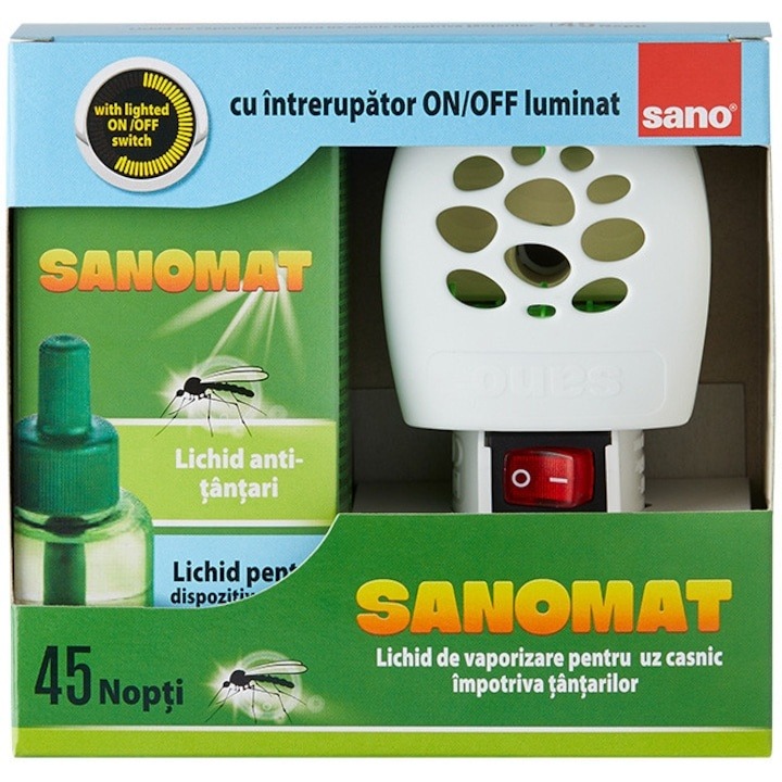 Aparat si Rezerva Lichid pentru vaporizator electric impotriva tantarilor 45 Nopti, SanoMat