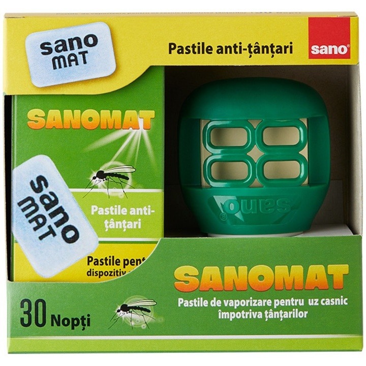 Aparat si Rezerva Pastile pentru vaporizator electric impotriva tantarilor, 30 buc., SanoMat