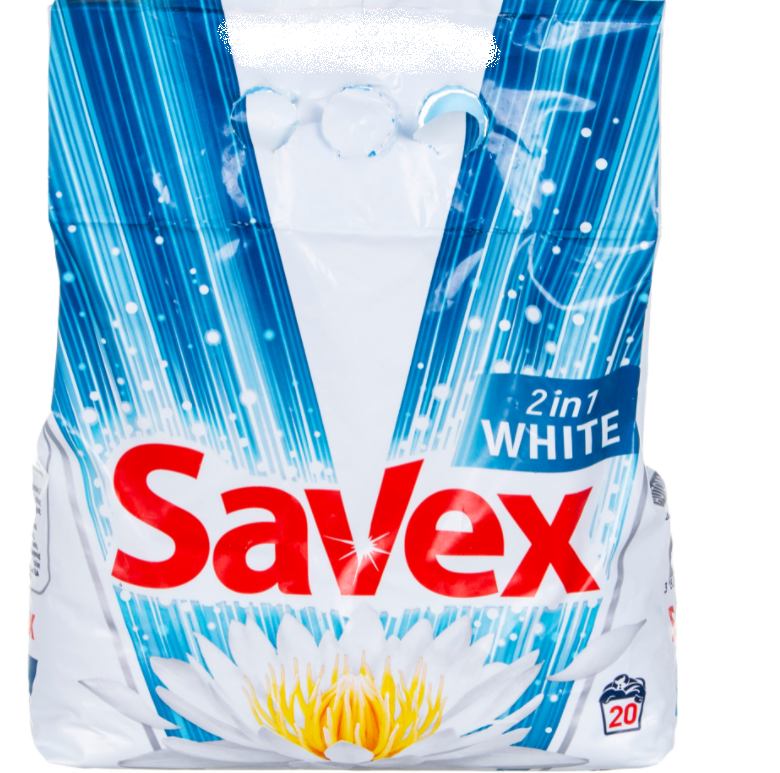 Detergent pudra pentru haine/rufe, White 20 spalari 2 Kg, Savex