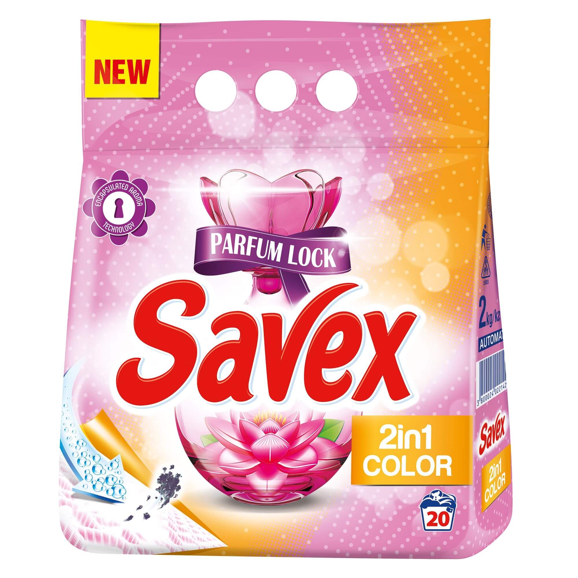 Savex Detergent pudra pentru haine/rufe, 2in1 Color, 20 spalari, 2kg