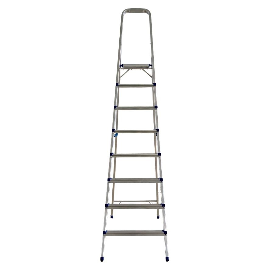 Scara pliabila din aluminiu cu platforma MESTERINO TOOLS MTJL-302-1x8, 8 trepte, 2.1 metri, greutate maxima suportata 150 kg