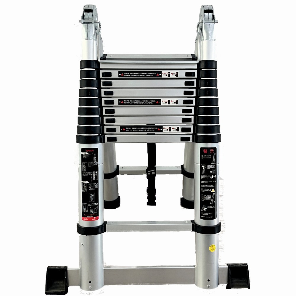 Scara telescopica din aluminiu cu balama MESTERINO TOOLS JL-102-2X3.1, 3.1+3.1 metri, 2x10 trepte, greutate maxima 150 kg