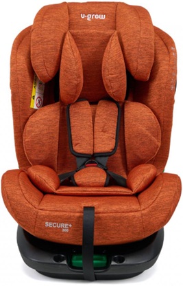 Scaun auto U-Grow Secure+ 40-150 cm, 360 grade, 4 pozitii de ajustare pe spate, 10 pozitii de ajustare a tetierei pe inaltime, Golden Cognac, U-Grow