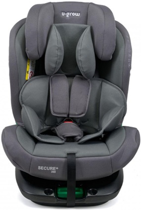 Scaun auto U-Grow Secure+ 40-150 cm, 360 grade, 4 pozitii de ajustare pe spate, 10 pozitii de ajustare a tetierei pe inaltime, gri, U-Grow