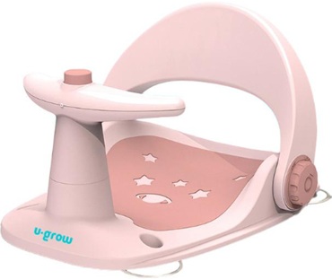 Scaun baie bebe cu ghidon, spatar reglabil, roz pal, U-Grow