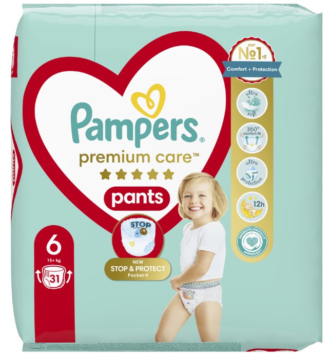 Scutece tip chilotel marimea 6 15+ kg, 31 bucati, Pampers - Premium Care Pants