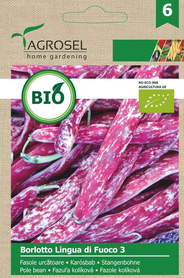 Seminte BIO Fasole Borlotto Lingua di Fuoco 3, 10 g, Agrosel