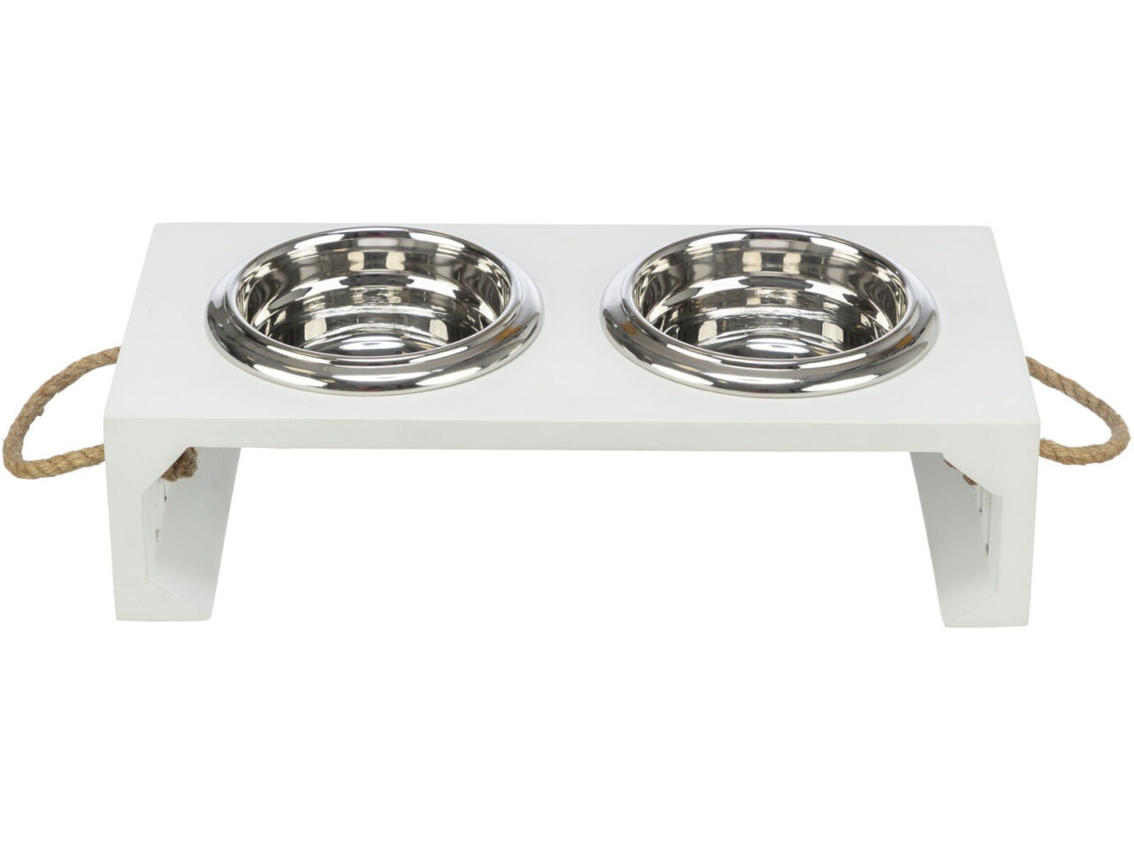 Trixie Set 2 Castroane Inox Cu Suport Lemn MDF, Be Nordic, 2x0.9 l/17 cm/44x21x14 cm, Alb, 24836
