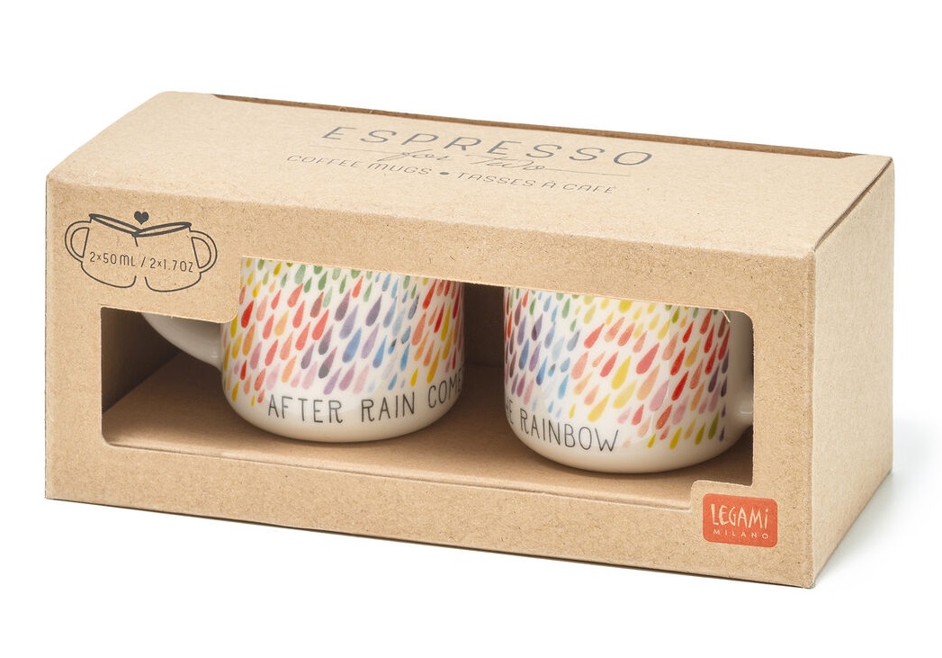 Set 2 cesti Espresso For Two, After Rain, 50 ml, Portelan Multicolor, Legami