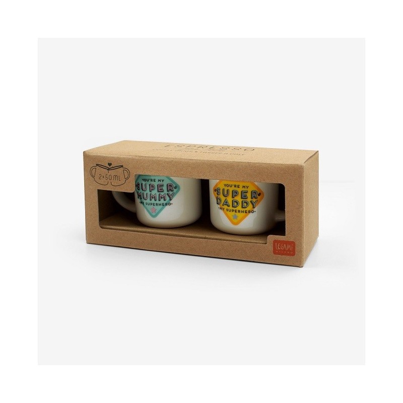 Set 2 cesti portelan pentru espresso 50 ml, Portelan Alb, Legami
