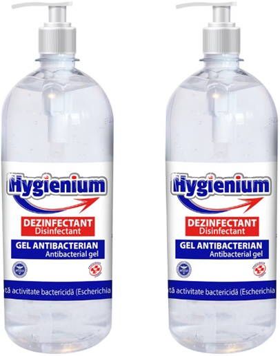 Set 2 x Gel dezinfectant maini, HYGIENIUM, Virucid, Antibacterian, Avizat Ministerul Sanatatii, 1000ml