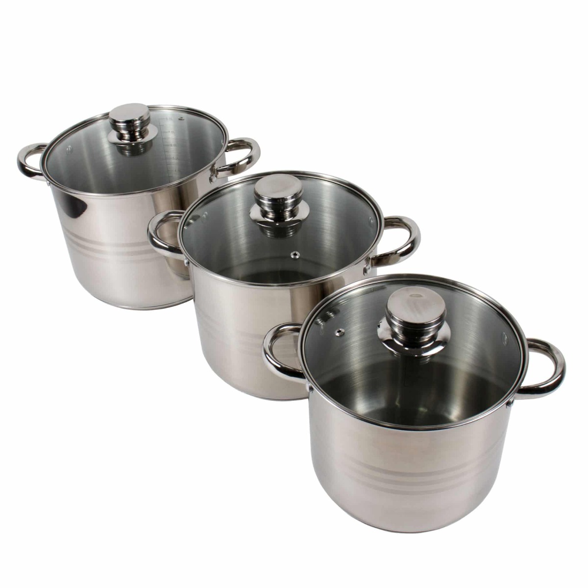 Set 3 oale cu capace inox, 5L / 6L /8L, Floria