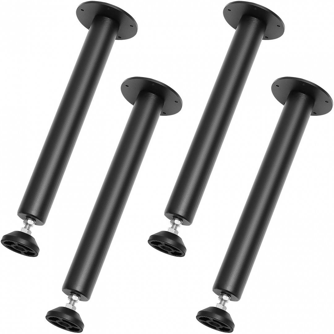 Set 4 picioare de masa reglabile, Vivatechnix Otel, inaltime 406.4 mm, capacitate max 544 kg, Negru mat