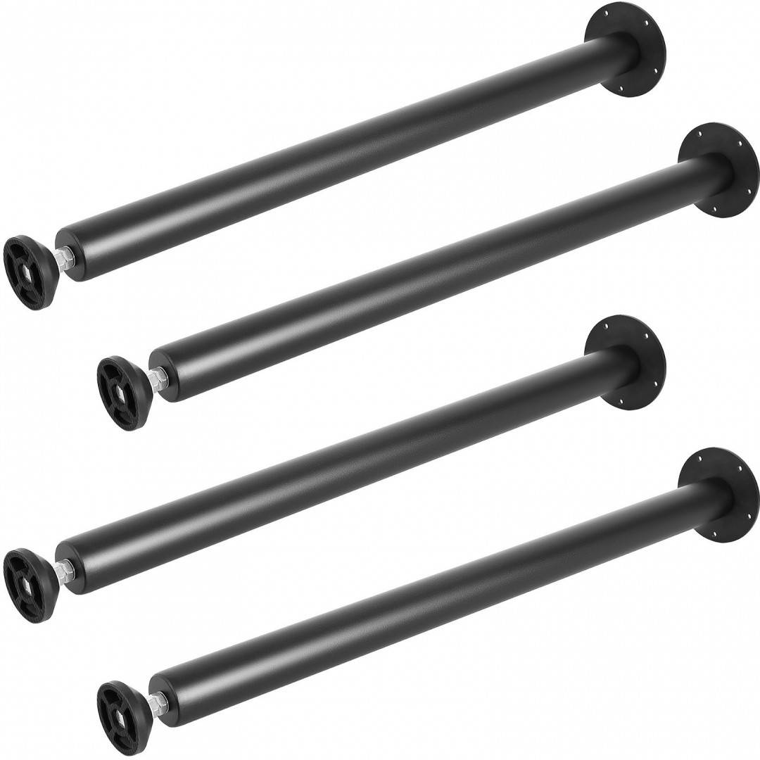 Set 4 picioare de masa Vivatechnix Otel, inaltime 762 mm, capacitate max 544 kg, Negru mat