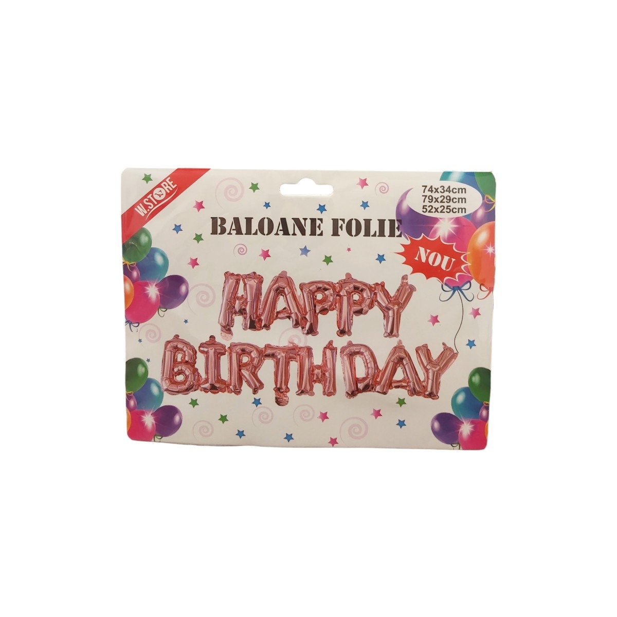 SET BALOANE FOLIE HAPPY BIRTHDAY AURIU/ARGINTIU/ROSE 74X34 79X29 52X25 062471/062470/062472