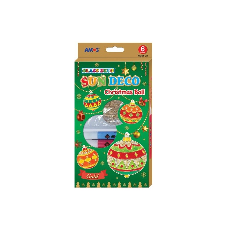 Set creatie AMOS SD10P6-CH2, GlassDeco Christmass, 6 culori /10.5ml+6 sabloane