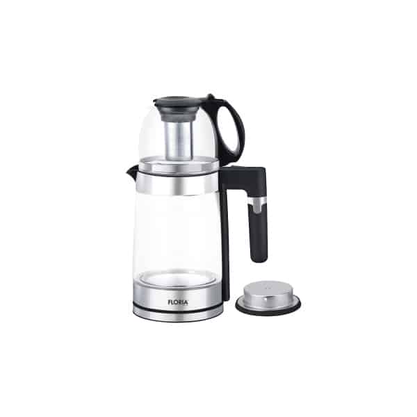 Set fierbator electric plus ceainic, argintiu, putere 1500W, capacitate 1.8L si 1.2L, Floria