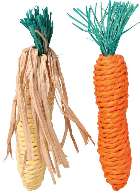 Set Jucarii Din Paie Pentru Rozatoare, Porumb/Morcov, 15 cm, 2 buc, 6192