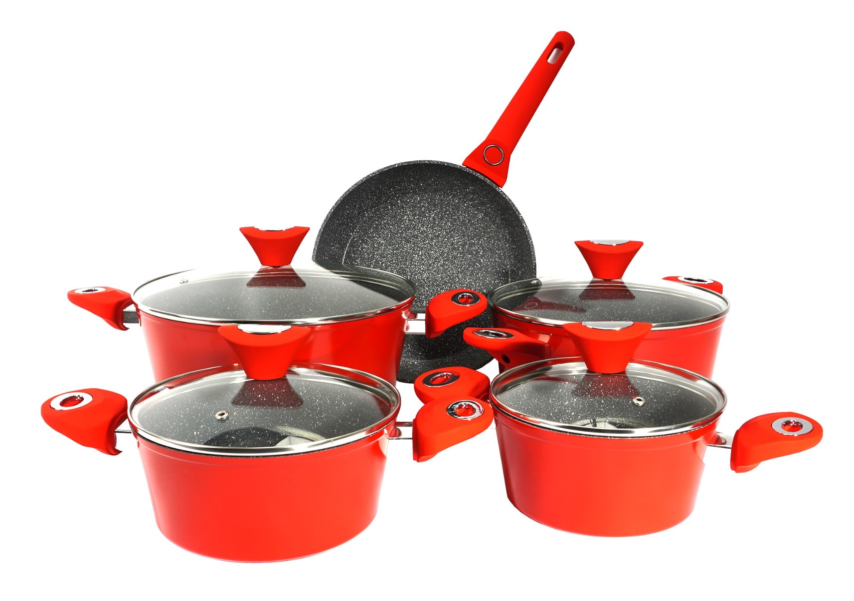 Set oale 9 piese, material aluminiu, interior granit, compatibil inductie, Zilan
