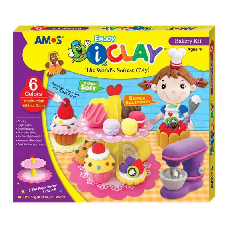 Plastilina Amos iClay IC18P6BK, cu accesorii Bakery