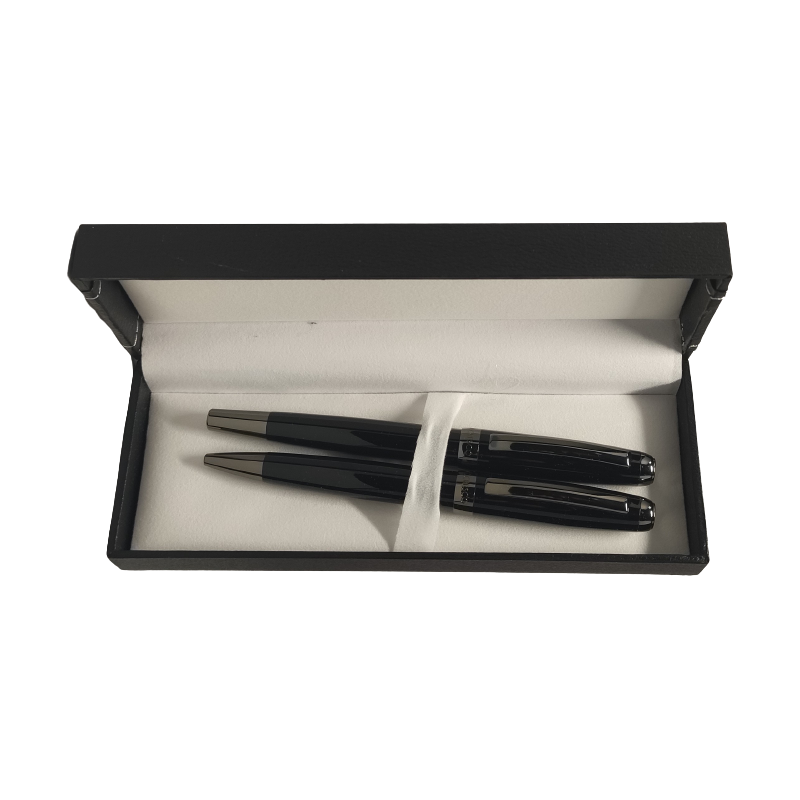 Set cadou stilou + pix Cresco Symphony 850005 SY-02, corp metalic negru clips argintiu