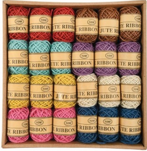 Ghem sfoara canepa, diverse culori, 10 m, 12 culori, set 24 buc, Colorarte, BC-JT006