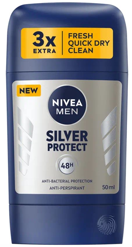 NIVEA MEN DEO STICK 50ML 3X SILVER PROTECT 48H