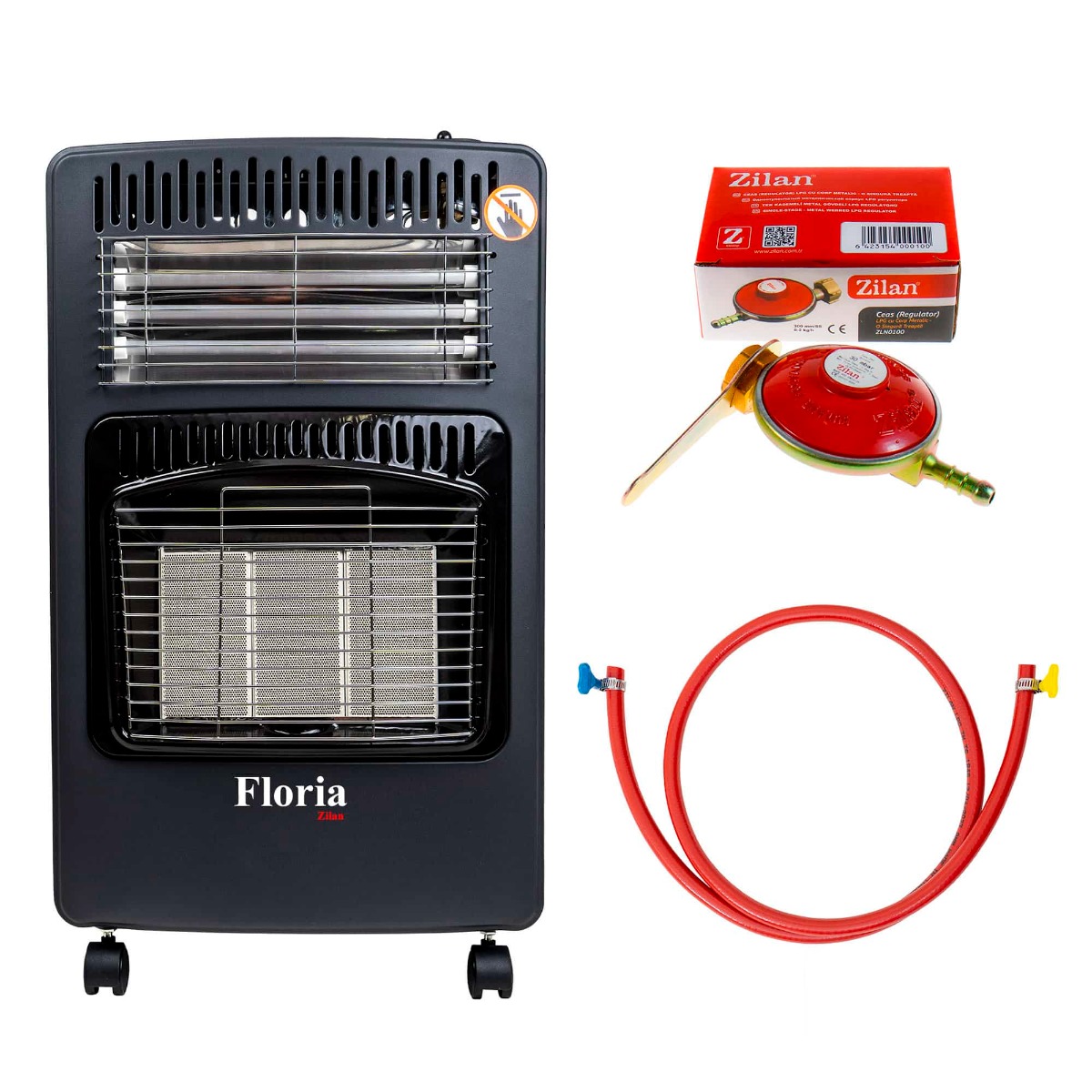 Soba mobila pe gaz GPL si electrica, aprindere piezo-electrica, demontabila, bonus kit de alimentare, Floria