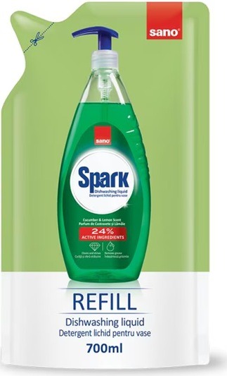 Detergent Vase Sano Spark Castravete Rezerva 700 ml