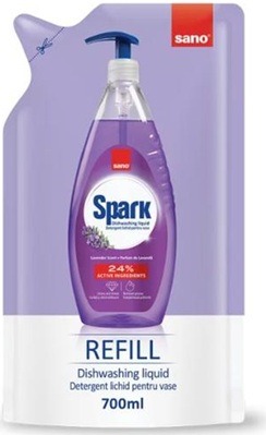 Rezerva detergent vase, Spark, Lavanda, 700 ml, Sano