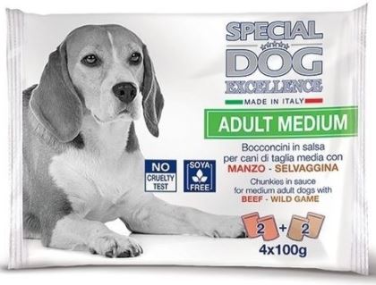 Hrana Umeda Pentru Caini, Special Dog Excellence, Adult Medium, Vita Si Vanat, 4x100 g