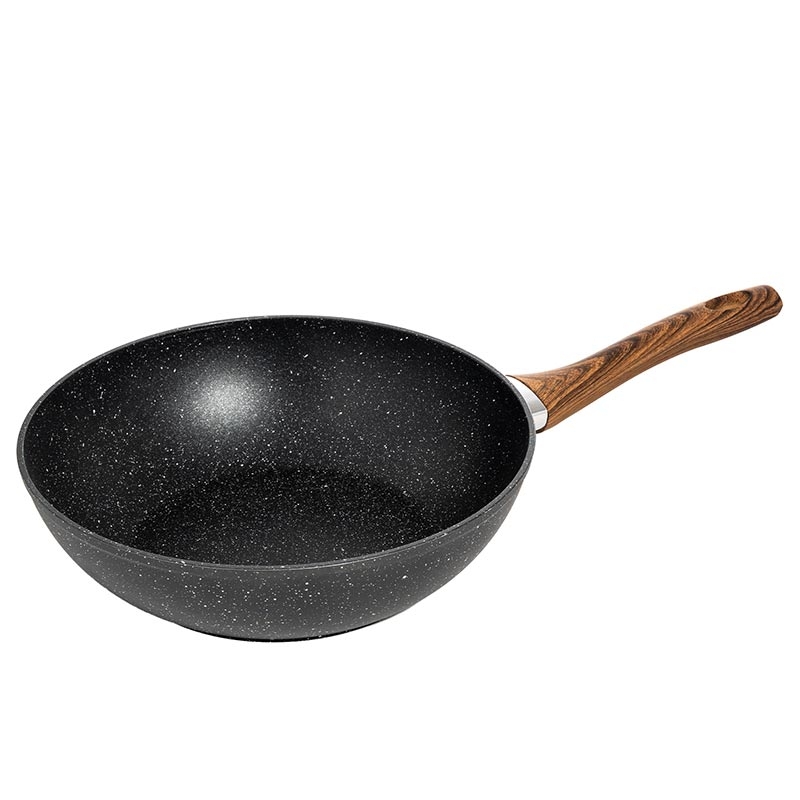 Wok, gama black stone, din piatra neagra, poate fi folosit pe plita cu inductie, diametru 280mm