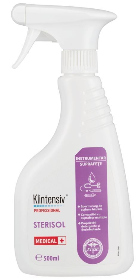 Dezinfectant Virucid suprafete de Nivel Inalt RTU, avizat de Ministerul Sanatatii 500 ml Klintensiv Sterisol