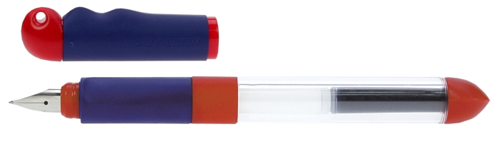 Stilou SCHNEIDER Base Kid (tip A - incepator) - corp albastru/rosu