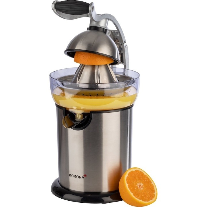 Storcator electric fructe si legume, Korona 27050, Con presare inox, Recipient suc 350 ml, 130 W, 27 x 18 cm, Argintiu