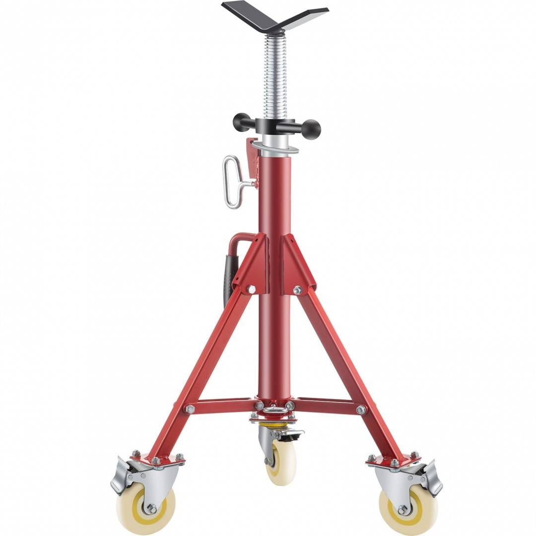 Suport pentru tevi 1/2-12 inch, Portabil, 3 x roti, capacitate 400 kg, Inaltime reglabila 71-131 cm