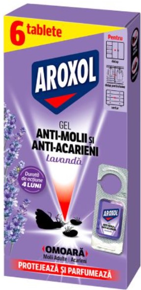 Tablete gel anti-molii si anti-acarieni cu parfum de lavanda, 6 buc, Aroxol