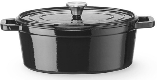 Tava din fonta emailata, HENDI, 4,4L, Negru, 365x290x(H)115mm