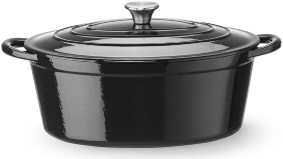 Tava din fonta emailata, HENDI, 6,88L, Negru, 405x255x(H)134mm