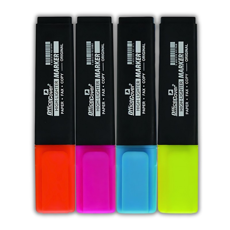 Textmarker Office-Cover ROFL92C4, varf tesit, 2-4mm, blister 4 culori fluorescente (galben, albastru, orange, roz)