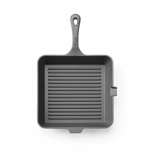 Tigaie grill din fonta, HENDI, negru, 265x265x(H)50mm