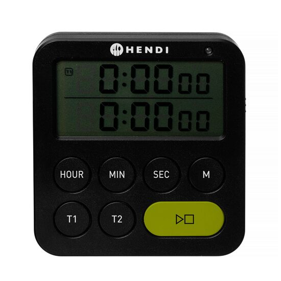 Timer digital dublu, HENDI, Negru, 82x20x(H)86mm