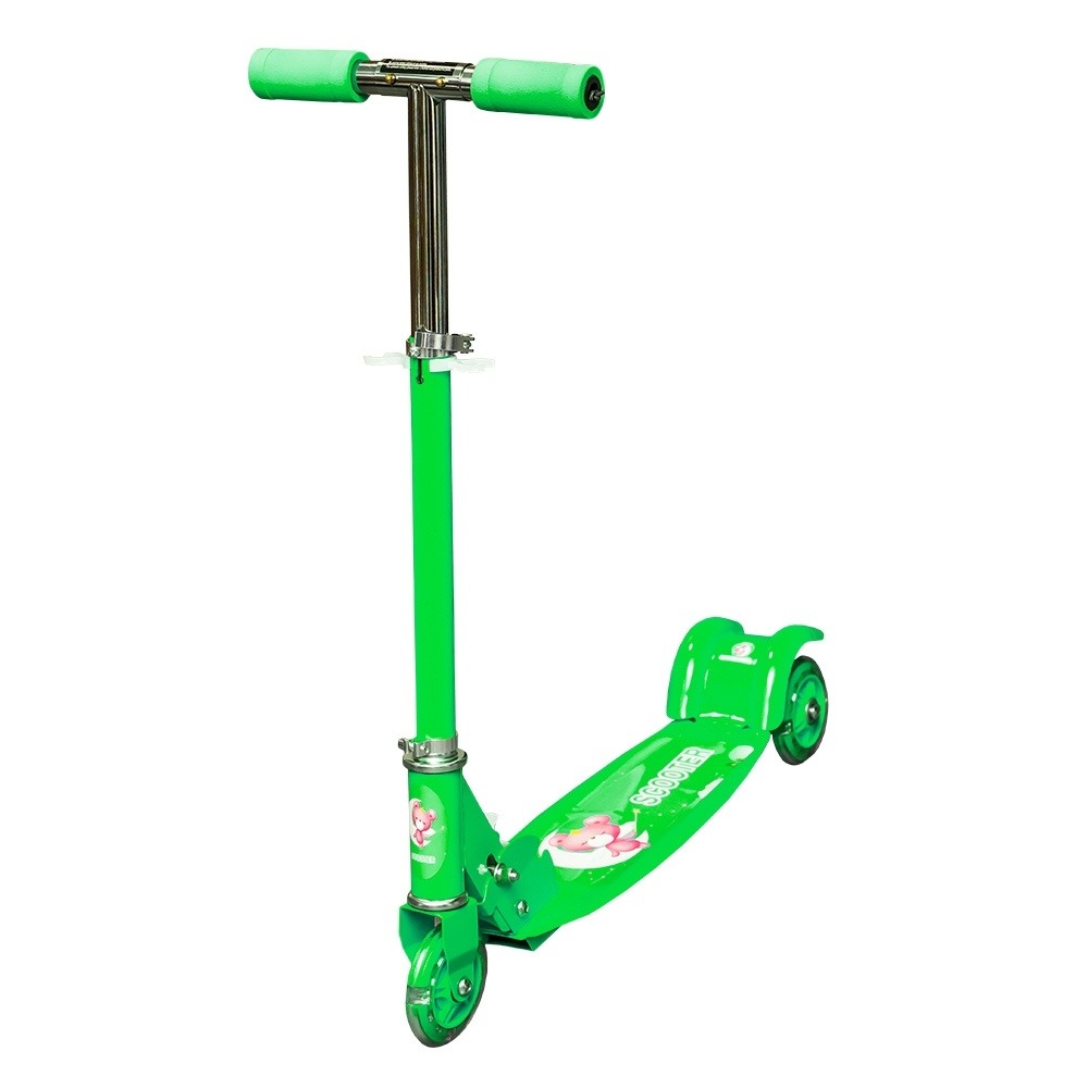 Trotineta cadru metal, 3 roti, verde