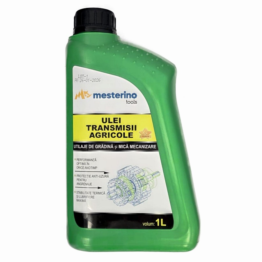 Ulei transmisii agricole pentru utilaje de gradina si mica mecanizare MESTERINO TOOLS MT-UTAU-1L, volum 1 litru