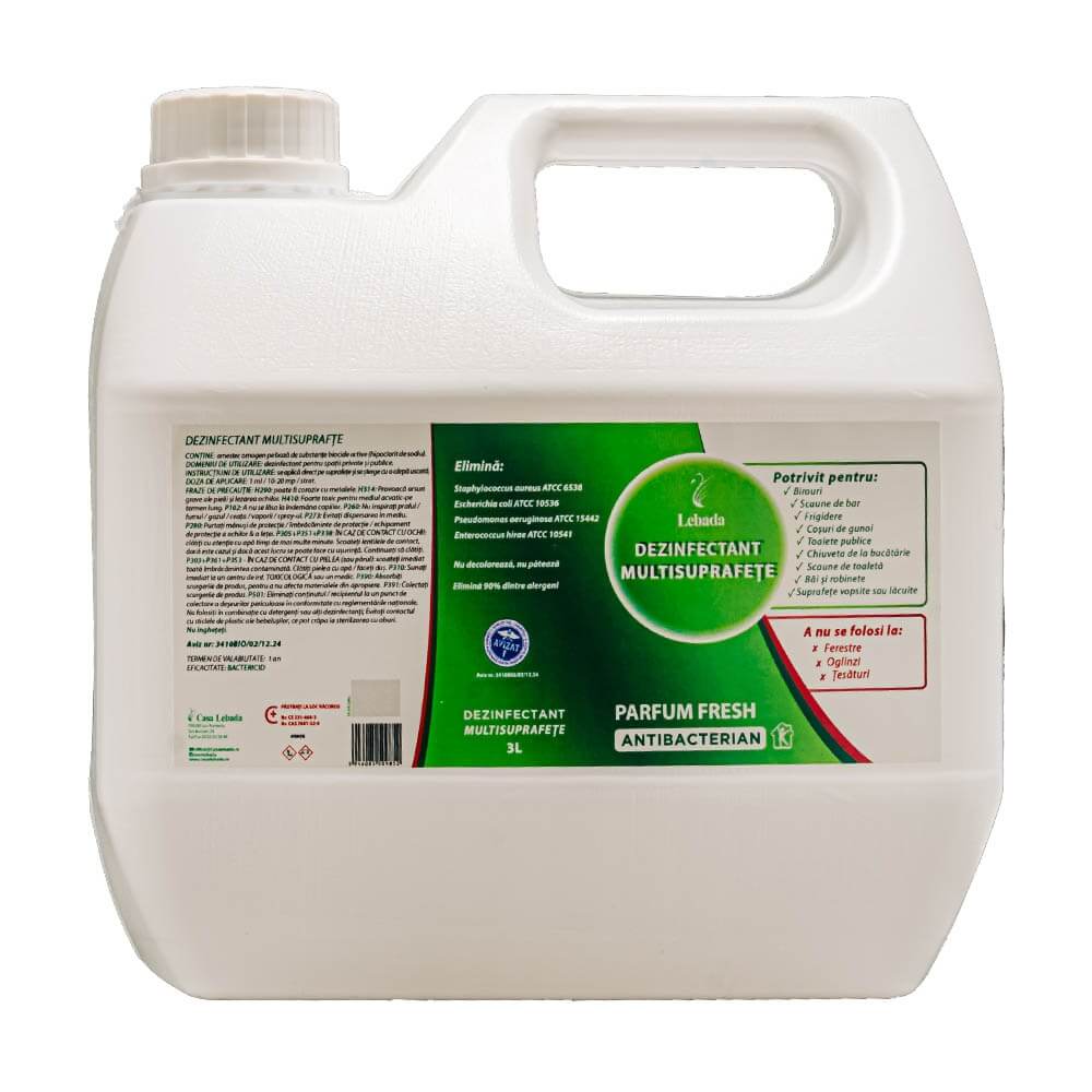 Lebada Biocid Dezinfectant Multisuprafete Antibacterian Parfum Fresh 3 L, avizat Ministerul Sanatatii