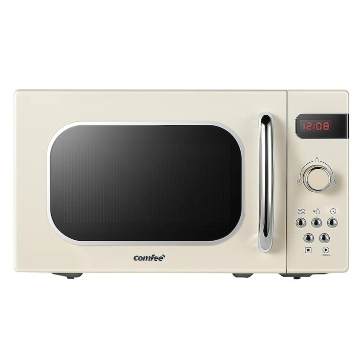 Cuptor cu microunde Comfee, 20 l, Digital, 8 programe automate, Design vintage, 800W, Crem